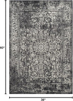 SAFAVIEH Evoke Collection 3' x 5' Black / Grey EVK256R Oriental Distressed Non-Shedding Living Room Bedroom Accent Rug
