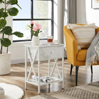 VECELO End Tables, Modern Nightstand with Drawer & Shelf, Night Stand for Bedroom Living Room,Industrial Metal Frame