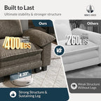 HERA'S HOUSE 158" Modular Sectional Sofa, Oversized L Shaped Couches for Living Room, Comfy Cloud Couch with Ottoman, 5-Seater Deep Seat Sofa with Throw Pillow, Chenille Ash