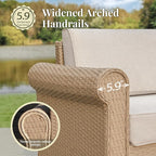 Patio Furniture Set, 5 Piece Outdoor Rattan Wicker Sectional Sofa Couch Conversation Set with 5.5" Thick Waterproof Cushions and Coffee Table for Deck Backyard