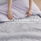 Bedsure Twin Size Comforter Set, Light Purple Boho Tufted Bed Set, 3D Puffy Jacquard Bedding Twin Size, 2 Pieces, 1 Farmhouse Shabby Chic Embroidery Comforter with Bow Pattern & 1 Pillow Case