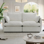 Cloud Modular Sectional Sofa, Waterproof Down Filled Sectional Sofa, High Backrest Loveseat Sectional Couches for Living Room, Modern Modular Couch with Removable Cover, Cream White