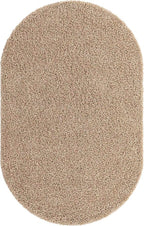 Unique Loom Solid Shag Collection Area Rug (5' 1" x 8' Oval, Taupe)