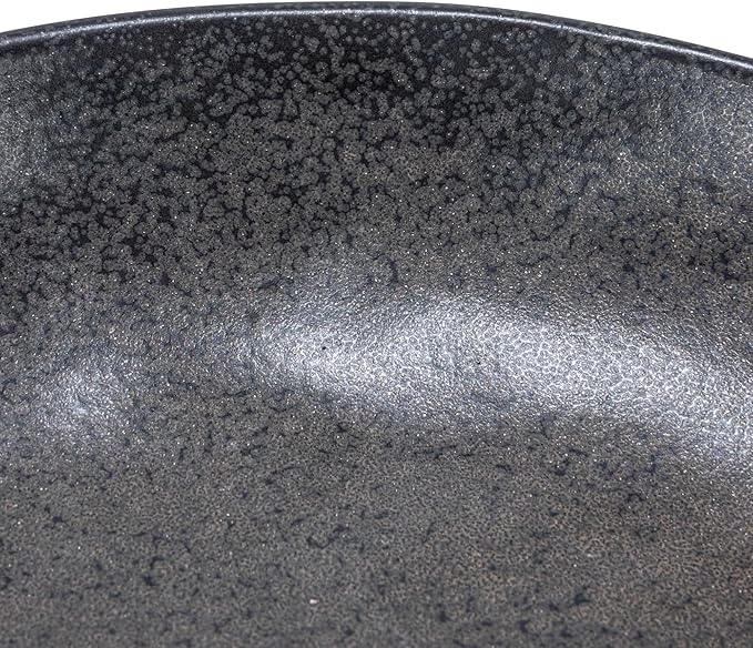 Creative Co-Op Stoneware Bowl with Handle and Base, Black Reactive Glaze