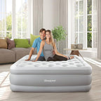 Beautyrest Skyrise Full Size Air Mattress with Coil Beam Construction, Edge Support with External Pump and Puncture Resistant Vinyl for Guests and Camping