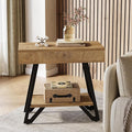 Tribesigns End Side Table for Living Room, Narrow Couch Arm Side Table with Storage Shelves, Small Bedside Nightstand for Bedroom, Small Spaces, Natural