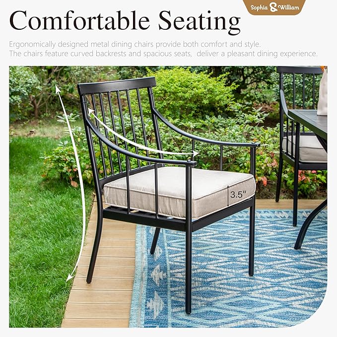 Sophia & William 9 Pieces Patio Dining Set for 8 People, Metal Outdoor Furniture Set with Expandable Patio Table and Chairs, Rust and Weather Resistant Conversation Bistro Set for Porch Yard Deck