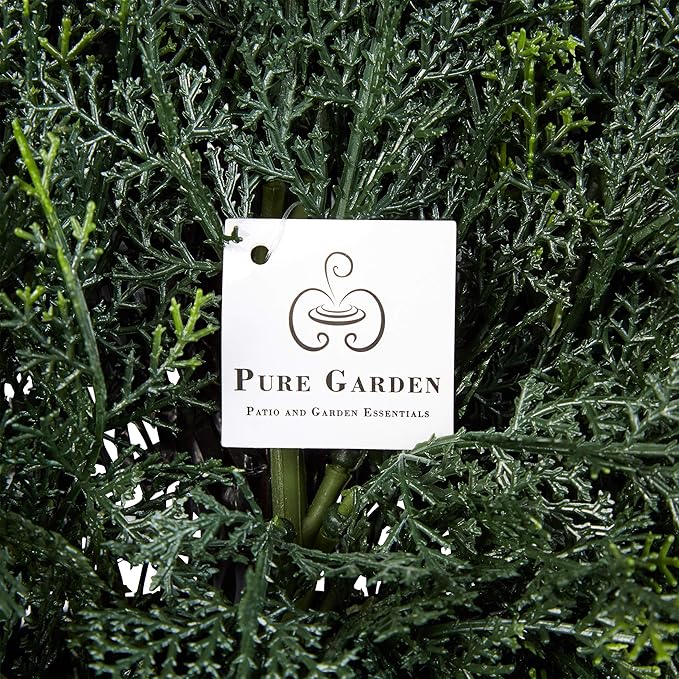 Artificial Cypress Topiary-23Â” Ball Style Faux Plant in Sturdy Pot-Realistic Indoor or Outdoor Potted Shrub-Home Decor by Pure Garden