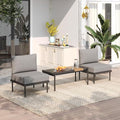 Sundale Outdoor 3 Pieces Patio Furniture Set, Metal Outdoor Sectional Sofa with 6 Inch Olefin Cushion and Coffee Table, All-Weather Modern Outdoor Conversation Sets (Grey Frame)