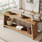 Tribesigns 70.86-Inch Long Sofa Table for Living Room, 2-Tier Narrow Console Table with Storage, Wood Foyer Entryway Couch Table for Hallway, Entrance (Light Oak Brown)