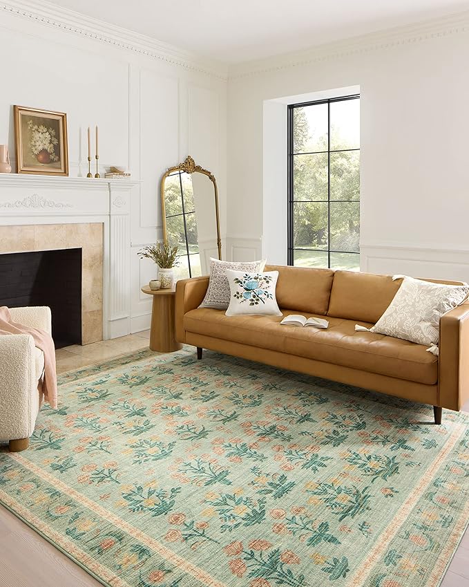 Loloi Rifle Paper Co. Eden Collection EDE-01 Mughal Rose Moss 2'-3" x 3'-9" Accent Rug feat. CloudPile™