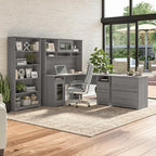 Bush Furniture Cabot 2 Drawer Lateral File Cabinet in Modern Gray, Home Office Chest for Letter, Legal, and A4-Size Document Storage
