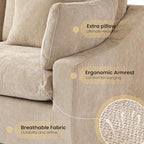 Cloud Modular Sectional Sofa with Ottoman,192" Sectional Sofa Bed Sleeper Couch for Living Room,Convertible Couch Deep Seat 9 Seater for Office Apartment,Covers Washable&Replaceable,Khaki