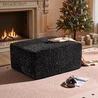 37.8" Glitter Velvet Ottoman for Couch, Memory Foam Cloud Boneless Sectional Couch for Living Room Foot Stools No Assembly Require (Sparkly Velvet, Black)