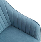 Zouron Mid Century Modern Swivel Accent Chair, Vanity Chair with Wooden Legs, Upholstered Arm Chair No Wheels, Accent Side Chair for Small Space Home Office Living Room Bedroom, Azure