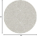 RUGGABLE x Jonathan Adler Machine Washable Area Rug – Labyrinth Camel/Ivory 6 ft Round, Stain-Resistant, Non-Slip – Medium Rugs for Living Room, Bedroom, Hallway, Entryway & Office–with Standard Pad