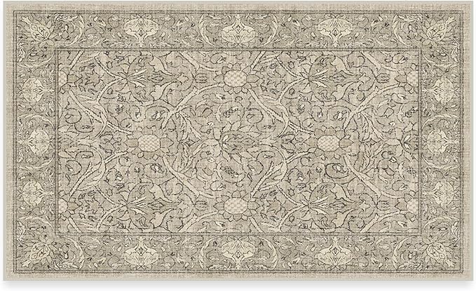RUGGABLE x Morris & Co Washable Area Rug – Montreal Natural Stone 3x5, Stain-Resistant, Non-Slip – Small Machine Washable Rugs for Living Room, Bedroom, Hallway, Entryway & Office–with Cushioned Pad
