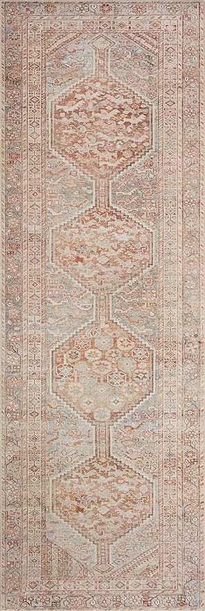 Loloi Chris Loves Julia Jules Collection JUL-04 Tangerine/Mist 2'-6'' x 9'-6'', .13" Pile Height, Runner Rug