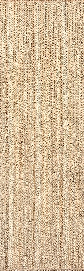 nuLOOM 2x8 Rigo Jute Hand Woven Area Rug, Natural, Solid Farmhouse Design, Natural Fiber, For Bedroom, Living Room, Dining Room, Hallway, Office, Kitchen, Entryway