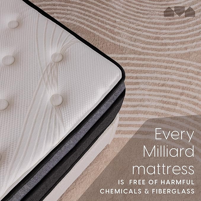Milliard Queen Mattress, 14 Inch Hybrid Mattress in a Box with Premium Memory Foam and Quilted Pillow Top - Medium Firm, Cool Night Sleep and Full Body Support & Pressure Relief, CertiPUR-US Certified