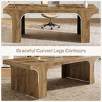 Tribesigns 70.9-Inch Executive Desk, Large Wooden Computer Office Desk, Modern Writing Table Business Workspace Home Office Furniture with Arched Design, Rustic Wood Grain