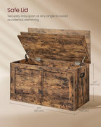 VASAGLE Storage Chest, Storage Trunk with 2 Safety Hinges, Storage Bench, Shoe Bench, Farmhouse Style, 15.7 x 31.5 x 18.3 Inches, for Entryway, Bedroom, Living Room, Rustic Brown ULSB064K01