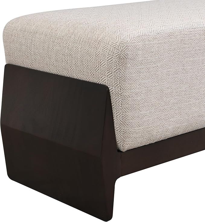 Christopher Knight Home Kingen 55'' Linen Fabric Upholstered End of Bed Ottoman, Wooden Living Room Ottoman Bench with Thick Soft Cushions, Long Entryway Bench, Long Seating for Bedroom, Brown + White