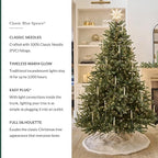 Balsam Hill 9ft Pre-Lit Classic Blue Spruce - Artificial Christmas Tree with 1500 Clear Incandescent Lights, Easy Plug Technology, Premium Stand for Indoor Holiday Decorating