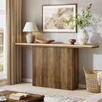 Tribesigns Farmhouse Fluted Console Table for Entryway, 63-Inch Long Wooden Sofa Table Behind Couch for Living Room, Foyer, Hallway, Rustic Brown & Natural