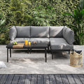Sundale Outdoor 5 Pieces Metal Patio Furniture Set, Outdoor Sectional Sofa w/6 Inch Olefin Cushion and Coffee Table, Modern Outdoor Conversation Sets (4 Seats, Grey Frame)