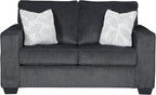 Signature Design by Ashley Altari Modern Loveseat with 2 Accent Pillows, Dark Gray