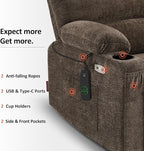 MCombo Power Lift Recliner Chair for Elderly, Lift Chair with Heat and Massage, USB &Type C Ports, Cup Holders, Fabric 7095 (Medium, Mocha)