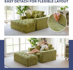 MAXYOYO Sectional Sofa Couch and Chaise Lounge, L Shaped Modern Cloud Couch with Ottoman, Comfy Sofa with Layered Cushion, Tufted Upholstered Sleeper Chair for Living Room, No Assembly Required