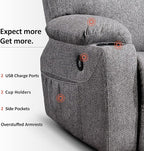 MCombo Power Lift Recliner Chair for Elderly, Lift Chair with Heat and Massage, FSC Certified, USB&Type C Ports, Cup Holders, Fabric 7040 (Medium, Gray)