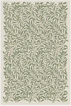RUGGABLE x Morris & Co Washable Area Rug– Pure Willow Boughs Green 6x9, Stain-Resistant, Non-Slip – Medium Machine Washable Rugs for Living Room, Bedroom, Hallway, Entryway & Office–with Standard Pad