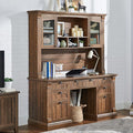 OKD 60" Executive Desk with Hutch and Drawers, Farmhouse Home Office Desk with Charging Station, Keyboard Tray, File Cabinet Storage, Wood Computer Desk for Work and Study, Reclaimed Barnwood