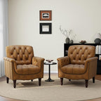 UIXE Faux Leather Accent Chairs Set of 2, Comfy Club Chair Upholstered Armchair for Living Room, Button Tufted Arm Chair Retro Single Sofa Side Reding Seat for Bedroom - Camel