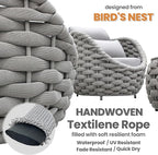 Rope Outdoor Patio Furniture Set: 6 Pieces Aluminum Porch Conversation Sofa Set - Modern Hand Woven Deck Couch Set Cushioned - No Assembly All Weather for 660lbs Yard Garden Lanai Hotel, Gray