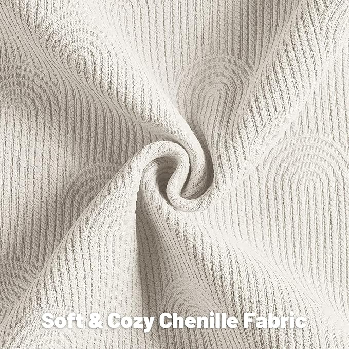 FUTEI Cream Chenille Decorative Throw Pillow Covers 20x20 Inch Set of 2,Soft Cozy Striped Geometric Patterns Cushion Cases,Modern Home Decor for Couch Bed Living Room
