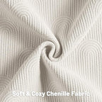 FUTEI Cream Chenille Decorative Throw Pillow Covers 18x18 Inch Set of 2,Soft Cozy Striped Geometric Patterns Cushion Cases,Modern Home Decor for Couch Bed Living Room