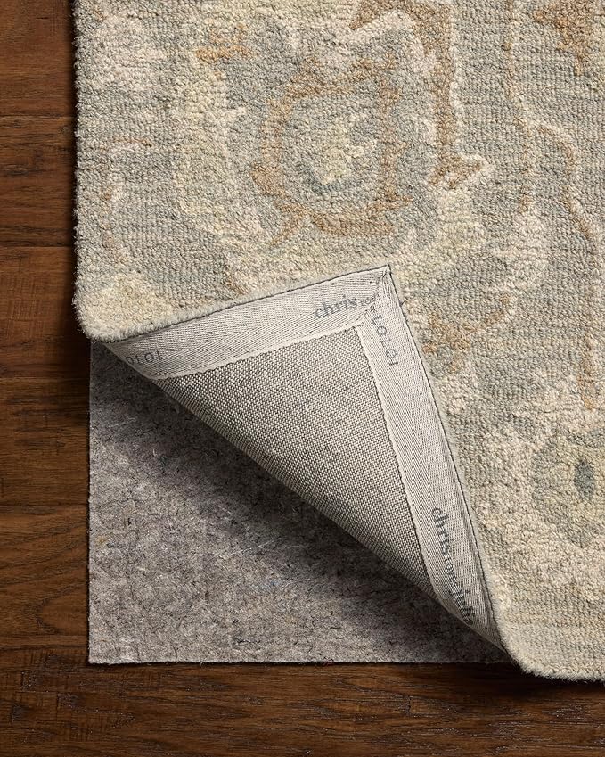 Loloi Chris Loves Julia Dorothea Collection DRT-01 Stone/Multi 9'-3" x 13' Area Rug Wool Neutral Floral Living Room Bedroom Carpet