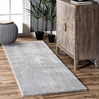 nuLOOM 2' x 10' Cozy Plush SuperiorWash Area Rug, Machine Washable, Non-Slip, Soft Fluffy Shag Carpet for Living Room Bedroom Kids Room Nursery Home Decor, Loni Light Grey