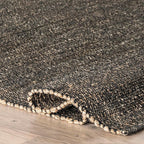 nuLOOM 8x10 Elfriede Jute & Cotton Hand Woven Area Rug, Charcoal, Solid Rustic Farmhouse Style, Weaved Design, Natural Fiber, For Bedroom, Living Room, Dining Room, Hallway, Office, Entryway