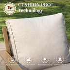 5-Piece Patio Outdoor Conversation Furniture Set with 2 Swivel Chairs, Steel Modern Outdoor Patio Conversation Sets with Waterproof Thick Cushions for Porch, Balcony, Backyard-Beige