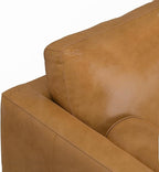 SIMPLIHOME Morrison 72-inch Wide Sofa in Sienna Top Grain Genuine Leather, Mid-Century Modern-Style Loveseat for Living Room, Single Bench Cushion, Removable Back Cushions, 2 Bolster Pillows