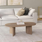 Henn&Hart 48" Oval Wood Low-Profile Coffee Table for Living Room, Family Room or Office, Antiqued Gray Oak