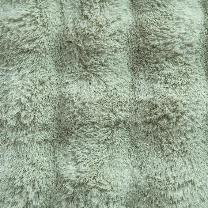 Neelvin Green Faux Fur Cozy Soft Double-Sided Decorative Throw Pillow Covers 12x20 inch Set of 2,Velvet Pillowcase Cushion Case for Sofa Couch