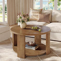 Tribesigns 2-Tier Round Coffee Table for Living Room, 31.5-Inch Mid-Century Modern Circle Accent Center Table with Thick Tabletop, Farmhouse Low Cocktail Tea Furniture, Easy Assembly (Rustic Brown)