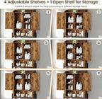 Over The Toilet Storage Cabinet, Over Toilet Organizer with 2-Door & Metal Stand, Bathroom Organizers and Storage with Adjustable Shelves for Bathroom, Restroom, Laundry, Rustic Brown