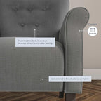 BELLEZE Modern Accent Chair, High Back Armchair, Upholstered Wingback Side Chair, Padded Single Sofa with Wooden Legs for Living Room, Bedroom - Gray